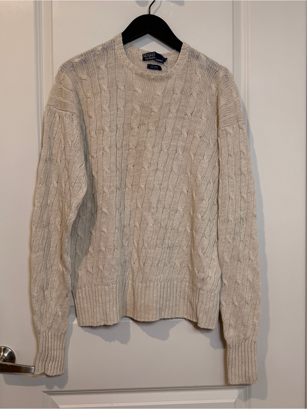Vintage Ralph Lauren Crewneck Cable Knit Sweater - Cream